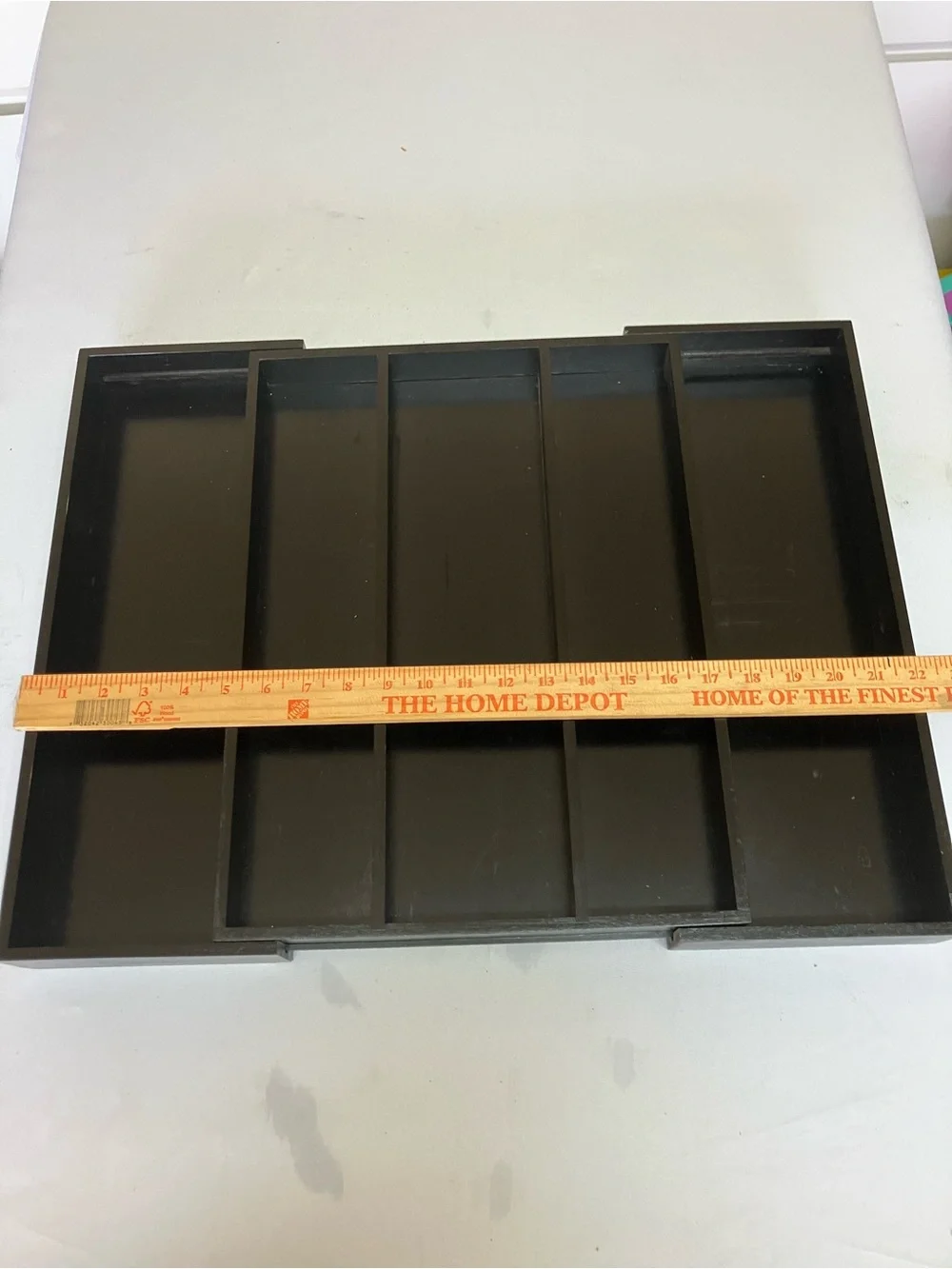 Expandable Black Kitchen Drawer Organizer Tray for Utensils